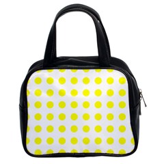 Polka Dot Yellow White Classic Handbags (2 Sides) by Mariart