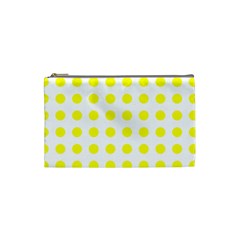 Polka Dot Yellow White Cosmetic Bag (small)  by Mariart