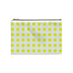 Polka Dot Yellow White Cosmetic Bag (medium)  by Mariart