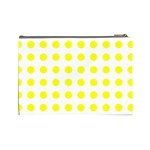 Polka Dot Yellow White Cosmetic Bag (Large)  Back