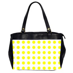 Polka Dot Yellow White Office Handbags (2 Sides)  by Mariart