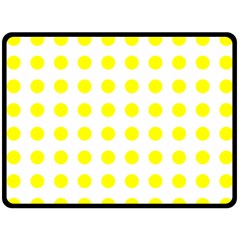 Polka Dot Yellow White Fleece Blanket (large)  by Mariart