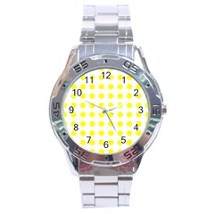 Polka Dot Yellow White Stainless Steel Analogue Watch by Mariart