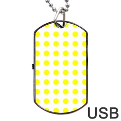 Polka Dot Yellow White Dog Tag Usb Flash (two Sides) by Mariart