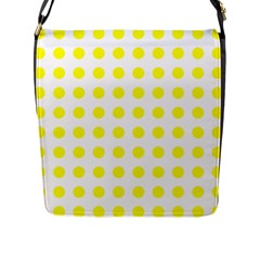 Polka Dot Yellow White Flap Messenger Bag (l)  by Mariart