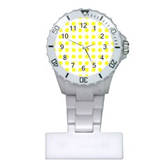 Polka Dot Yellow White Plastic Nurses Watch by Mariart