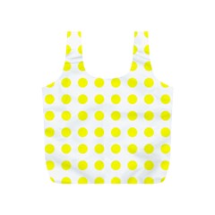 Polka Dot Yellow White Full Print Recycle Bags (s)  by Mariart