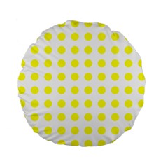 Polka Dot Yellow White Standard 15  Premium Flano Round Cushions by Mariart