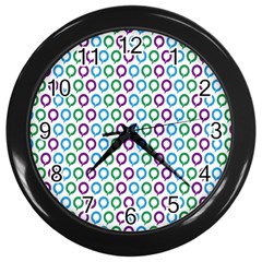 Polka Dot Like Circle Purple Blue Green Wall Clocks (black) by Mariart