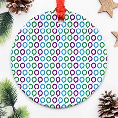 Polka Dot Like Circle Purple Blue Green Round Ornament (two Sides) by Mariart