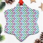 Polka Dot Like Circle Purple Blue Green Snowflake Ornament (Two Sides) Back