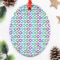 Polka Dot Like Circle Purple Blue Green Ornament (oval Filigree) by Mariart