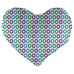 Polka Dot Like Circle Purple Blue Green Large 19  Premium Heart Shape Cushions