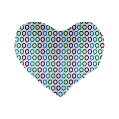 Polka Dot Like Circle Purple Blue Green Standard 16  Premium Flano Heart Shape Cushions by Mariart