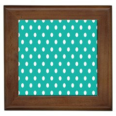 Polka Dots White Blue Framed Tiles by Mariart