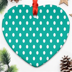 Polka Dots White Blue Ornament (heart) by Mariart