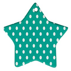 Polka Dots White Blue Ornament (star) by Mariart