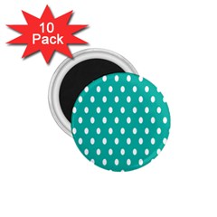 Polka Dots White Blue 1 75  Magnets (10 Pack)  by Mariart