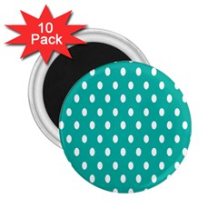 Polka Dots White Blue 2 25  Magnets (10 Pack)  by Mariart