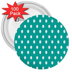 Polka Dots White Blue 3  Buttons (100 Pack)  by Mariart