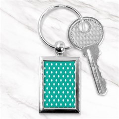 Polka Dots White Blue Key Chains (rectangle)  by Mariart