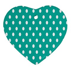 Polka Dots White Blue Heart Ornament (two Sides) by Mariart