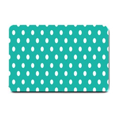 Polka Dots White Blue Small Doormat  by Mariart