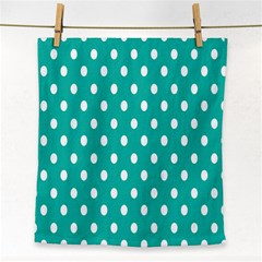 Polka Dots White Blue Face Towel by Mariart