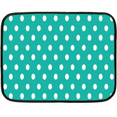 Polka Dots White Blue Double Sided Fleece Blanket (mini)  by Mariart