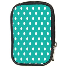 Polka Dots White Blue Compact Camera Cases by Mariart