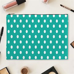 Polka Dots White Blue Cosmetic Bag (xl) by Mariart