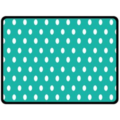 Polka Dots White Blue Fleece Blanket (large)  by Mariart