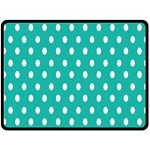 Polka Dots White Blue Fleece Blanket (Large)  80 x60  Blanket Front