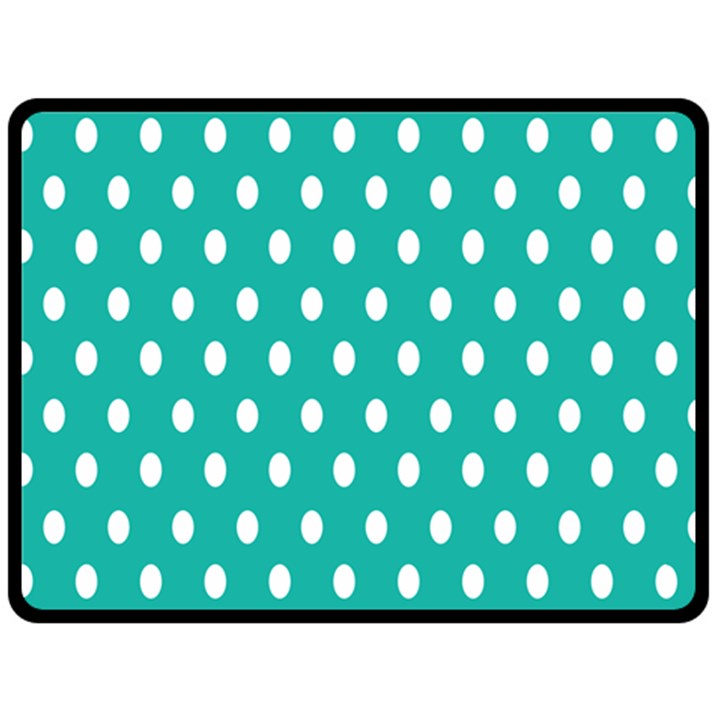 Polka Dots White Blue Fleece Blanket (Large) 