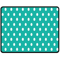 Polka Dots White Blue Fleece Blanket (medium)  by Mariart