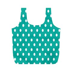 Polka Dots White Blue Full Print Recycle Bags (m)  by Mariart