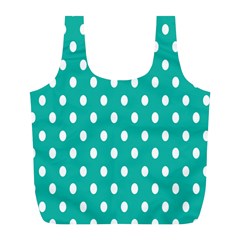 Polka Dots White Blue Full Print Recycle Bags (l)  by Mariart