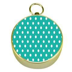 Polka Dots White Blue Gold Compasses by Mariart