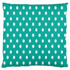 Polka Dots White Blue Large Flano Cushion Case (one Side) by Mariart