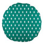 Polka Dots White Blue Large 18  Premium Flano Round Cushions Front