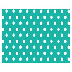 Polka Dots White Blue Double Sided Flano Blanket (medium)  by Mariart