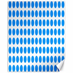 Polka Dots Blue White Canvas 11  X 14   by Mariart