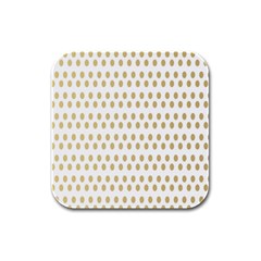 Polka Dots Gold Grey Rubber Square Coaster (4 Pack)  by Mariart