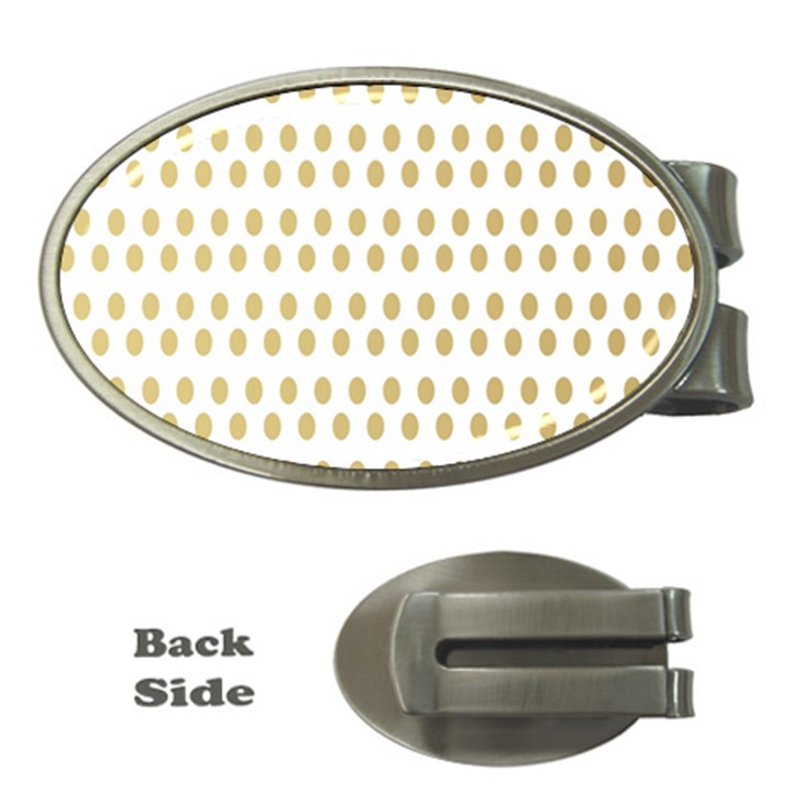 Polka Dots Gold Grey Money Clips (Oval) 