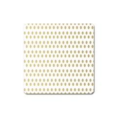 Polka Dots Gold Grey Square Magnet