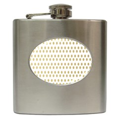 Polka Dots Gold Grey Hip Flask (6 Oz) by Mariart