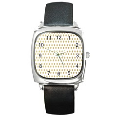 Polka Dots Gold Grey Square Metal Watch by Mariart