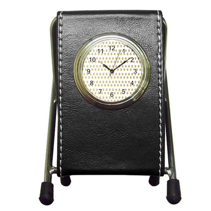 Polka Dots Gold Grey Pen Holder Desk Clocks