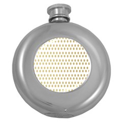 Polka Dots Gold Grey Round Hip Flask (5 Oz) by Mariart