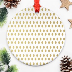 Polka Dots Gold Grey Round Ornament (two Sides) by Mariart